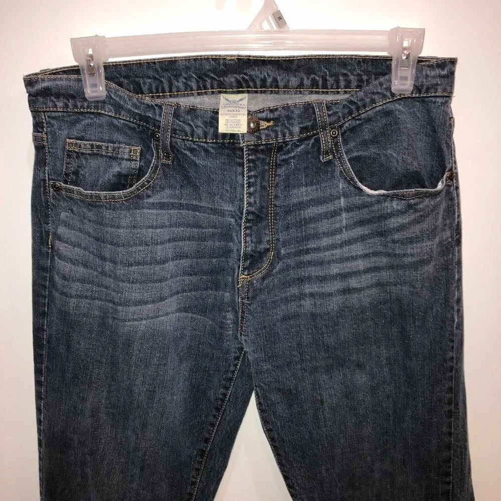 Faded Glory Mens 34 (36) x 32 Medium Wash Blue Pockets Straight Leg Denim Jeans